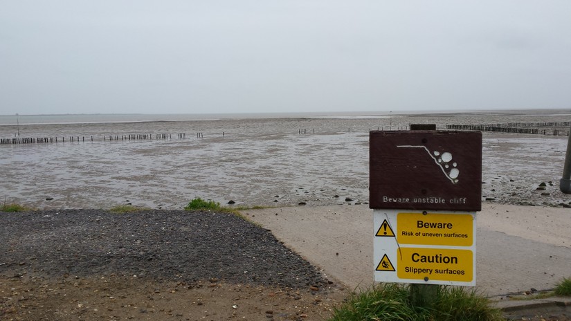 Erosion warning at East Mersea, Essex