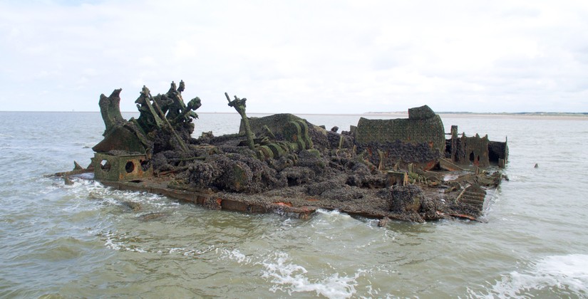 Today the remains of the Pegu's engine room are still visible at low tide