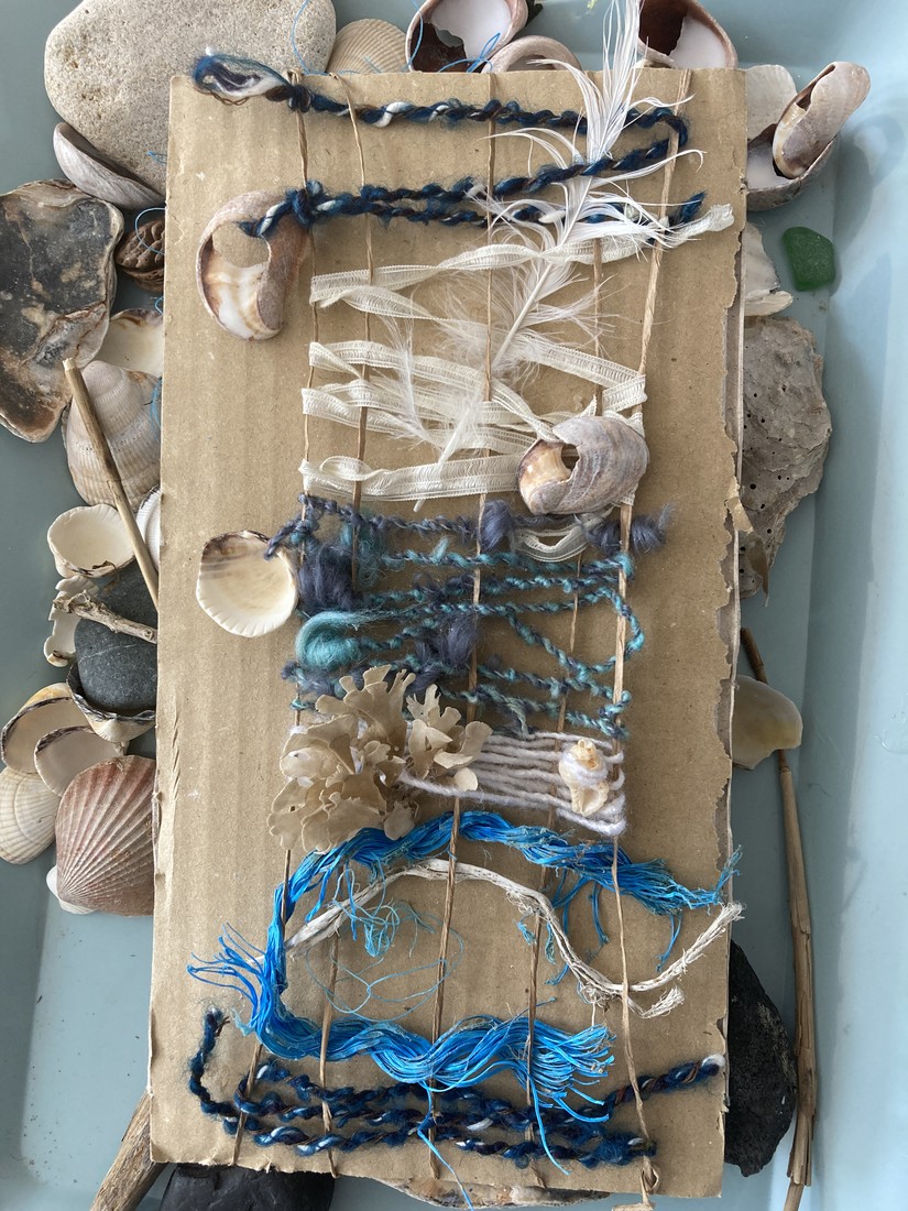 Image of Rebecca's weave from the creative session incorporating found items from the foreshore outside Elspeth's studio in Tankerton Bay.
