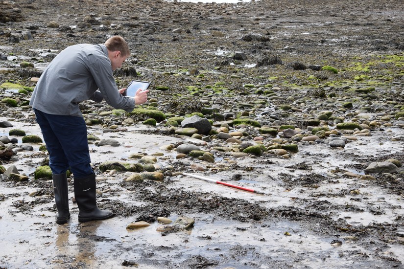 A volunteer recording the submerged forest on the CITiZAN app