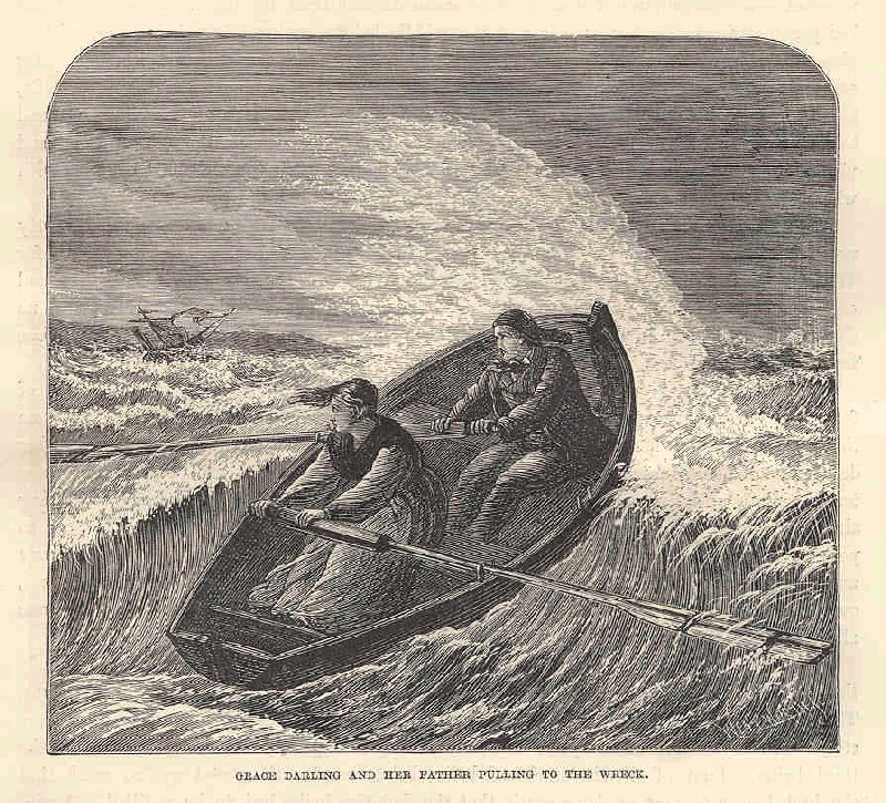 Grace Darling and her father rowing to the survivors
