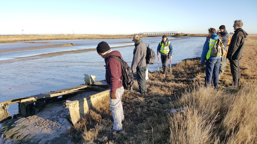 The aircraftwing lodged in Stony Ditch, Orford Ness