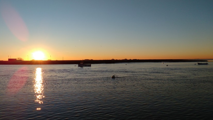 Sunrise over Orford Ness, from Orford Quay