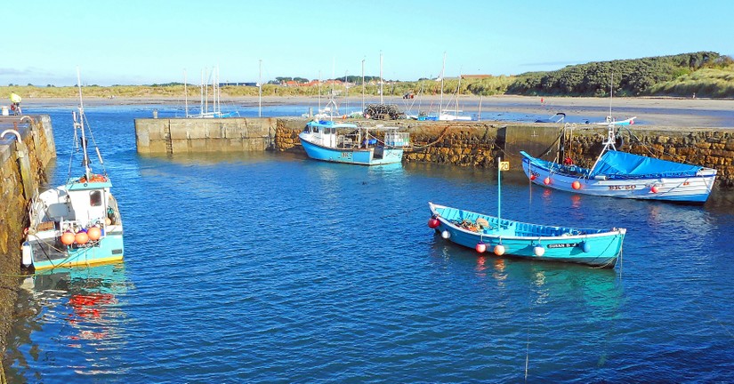 Beadnell Harbour and fishing boats