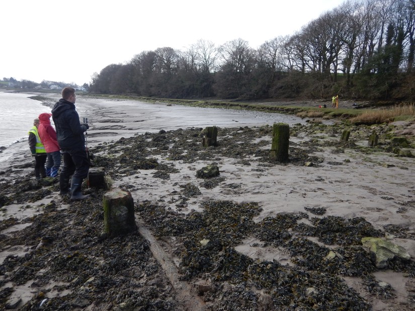 Volunteers hard at work recording and surveying at the pier.