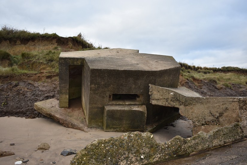 Example of the localised machine gun pillbox design, sometimes referred to as an 'Eared Pillbox'