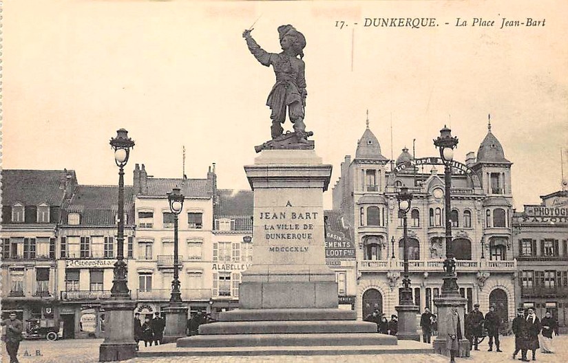 Statue of Jean Bart, Dunkirk; postcard of c 1910.