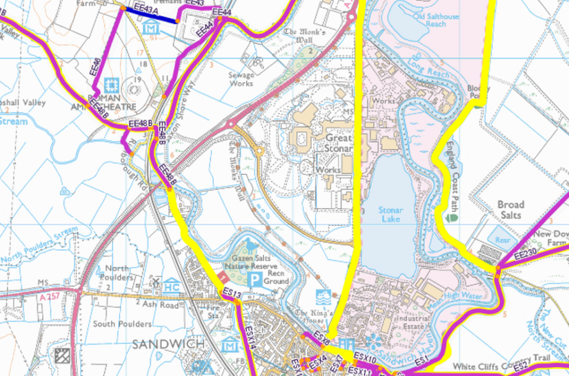 Kent County Council Public Right of Way map - the Saxon Shore Way
