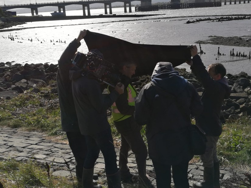 Too bright! The drone screen is dazzled by sunlight bouncing off the water