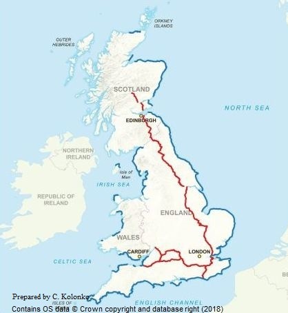 Map of planned Coastal Crust (Blue) and GHQ lines (Red).