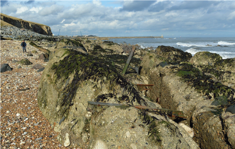 Derelict low-level rail line, Chemical Beach, Seaham, 2019.