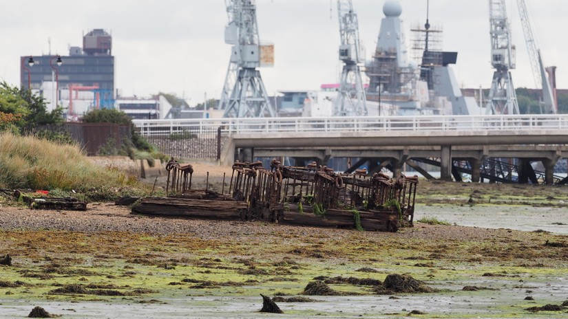 View from Forton Lake to Portsmouth Dockyard