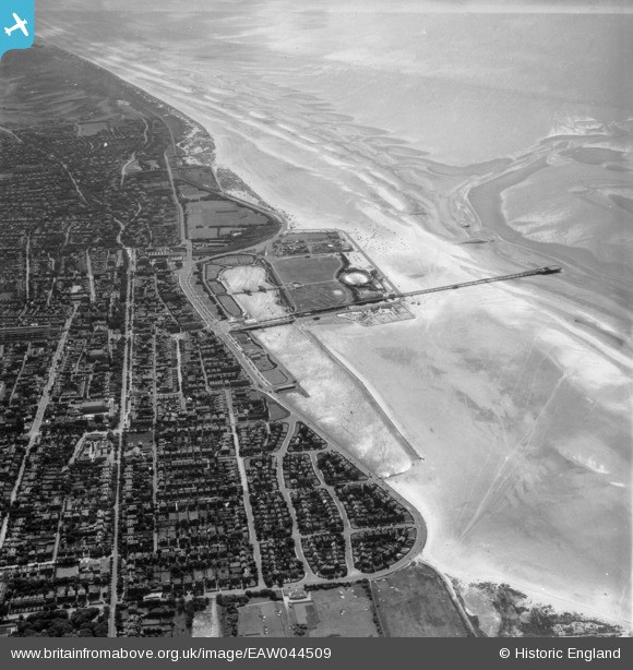 Southport seafront showing the pier in 1952