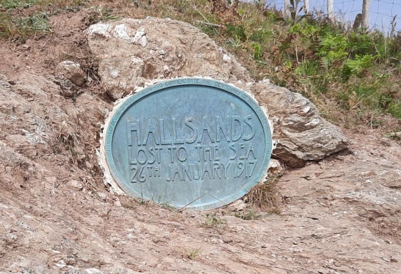 Hallsands sign on the South West Coast Path
