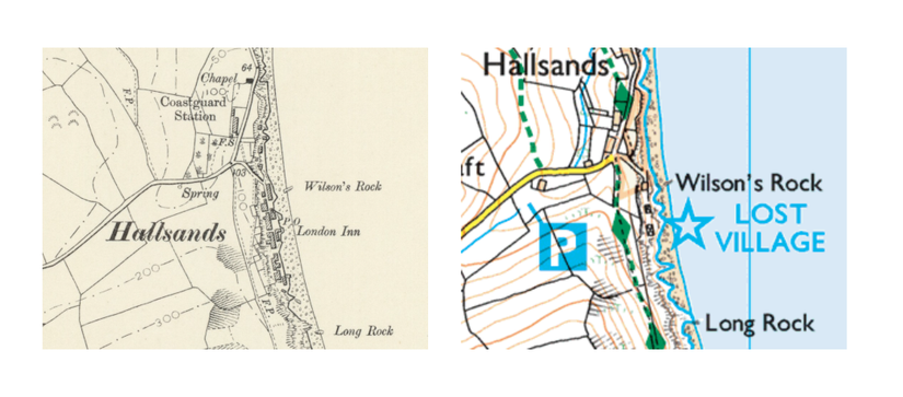 Left: 1907 2nd edition Ordnance Survey map; Right: Modern Ordnance Survey map
