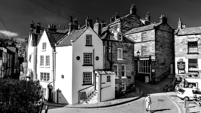 The Fisherman's Arms, the white building with arched doorway on the left of the photograph