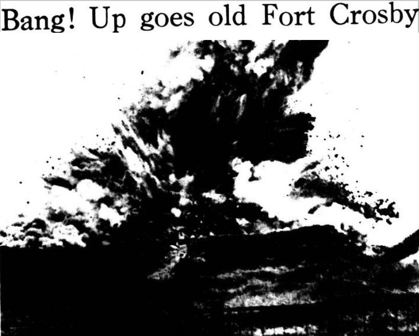 Fort Crosby was demolished in the late 1960's and the remains dumped on the beach