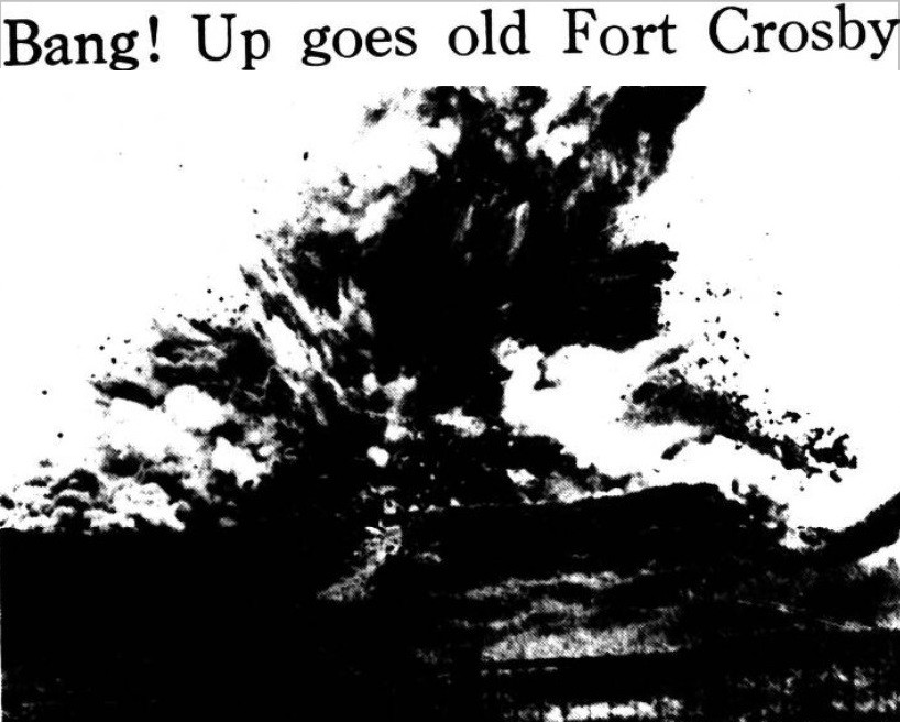 Fort Crosby was demolished in the late 1960's and the remains dumped on the beach