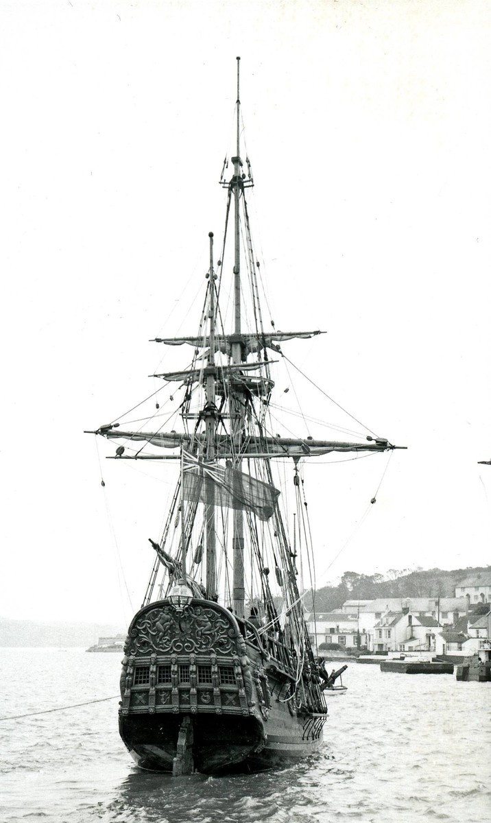 The replica Nonsuch moored off Appledore